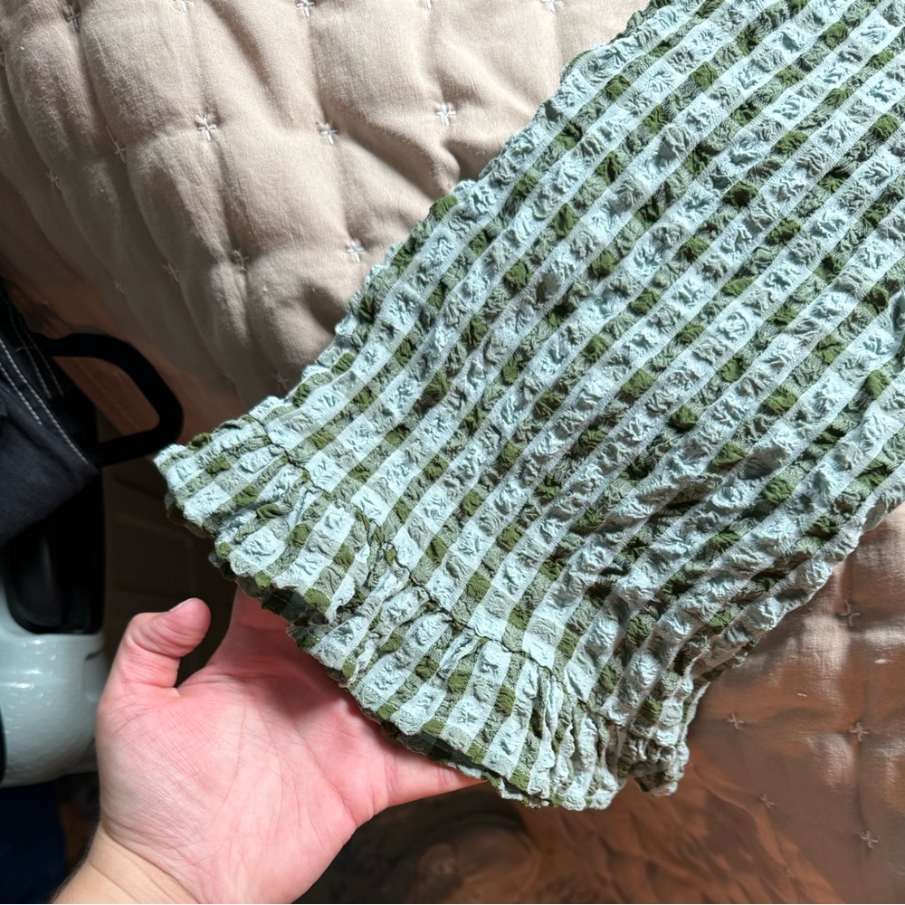 Free People Textured Checkered pants in Green and Blue - Picture 3 of 4